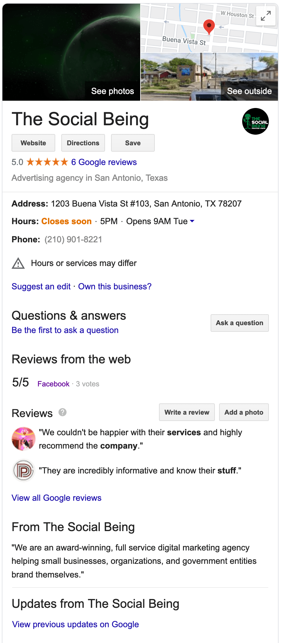 google my business examples tsb