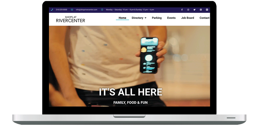 Shop Rivercenter website on mobile phone and tablet