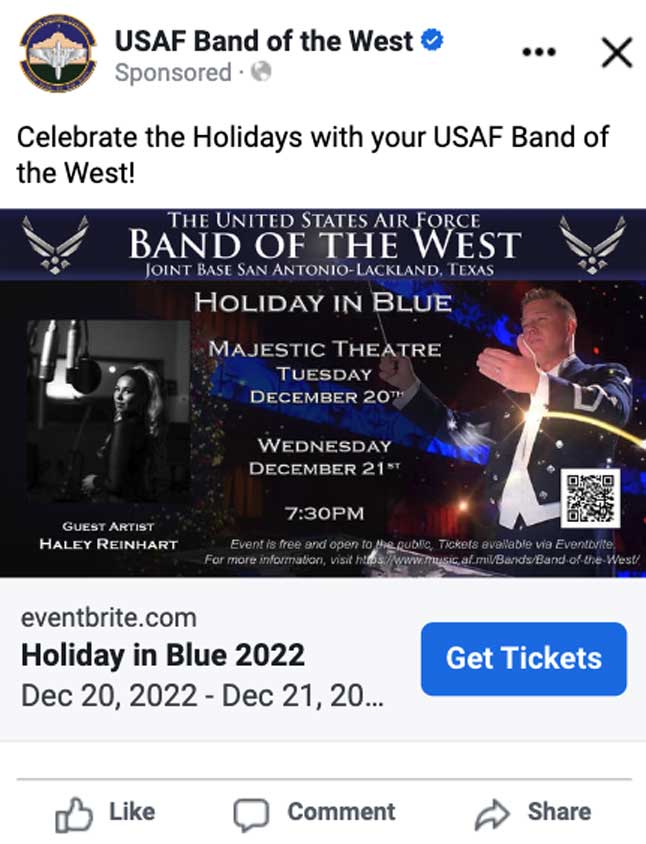 USAF band of the west Holiday in blue 2022