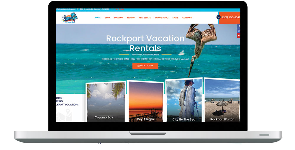 Rockport living website on laptop