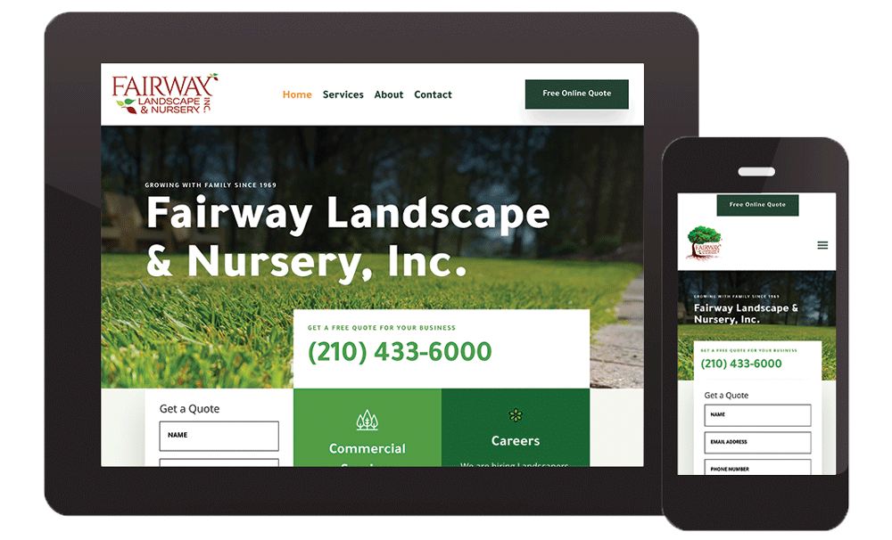 Fairway Landscape and Nursery website on mobile and tablet