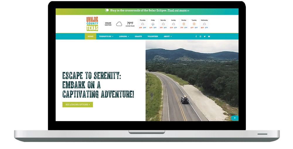 Visit-Uvalde-County website on laptop